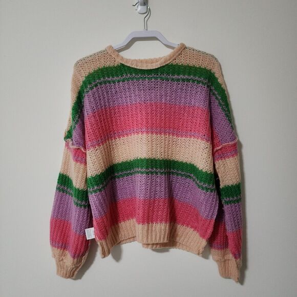 O'Neil Juniors Lake View Striped Drop-Shoulder Sweater Size S Colorful Oversized - Picture 5 of 9